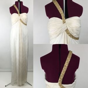 Cache Floor Length Beaded Evening Dress Gown Sz 8